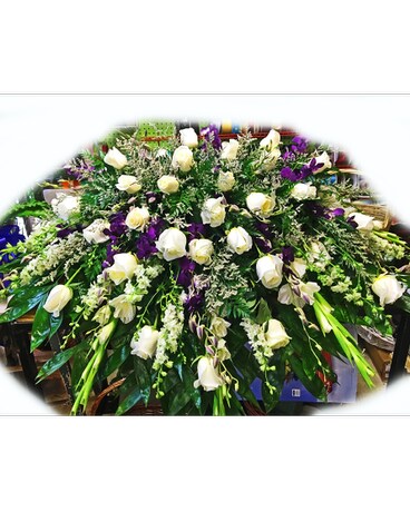 Roses Among the Orchids Casket Spray