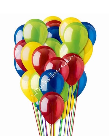 Red, Yellow, Blue & Green Latex Balloon Bouquet