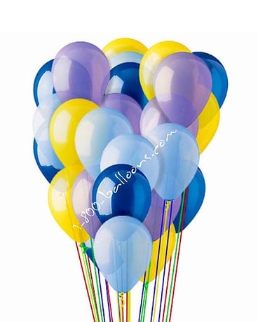 Blue, Lt Blue, Lavender & Yellow Latex Balloon Bouquet