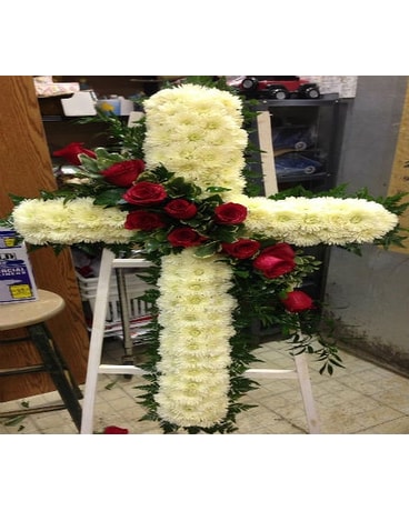 Solid Cross With Red Roses