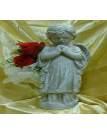 Boy Angel With Flowers