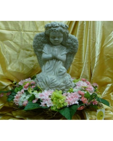 Large Angel Statue With Wreath