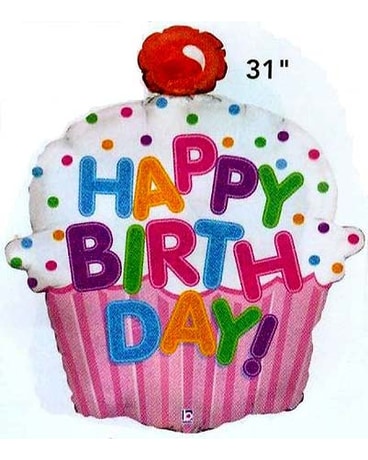 HB cupcake Balloon Flower Arrangement