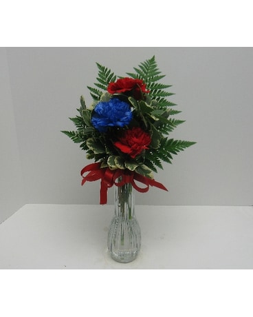 Sayre Redskins Red Blue Carnation Bud Vase In Waverly Ny