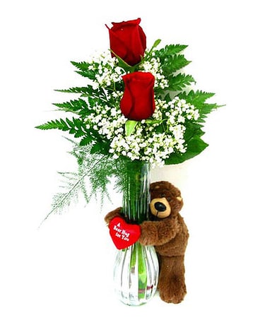 flowers with stuffed animals