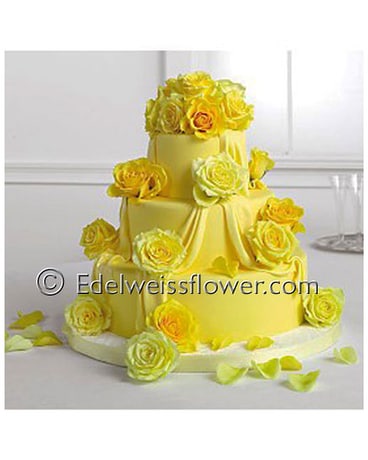 White Buttercream Cake with Yellow Flowers