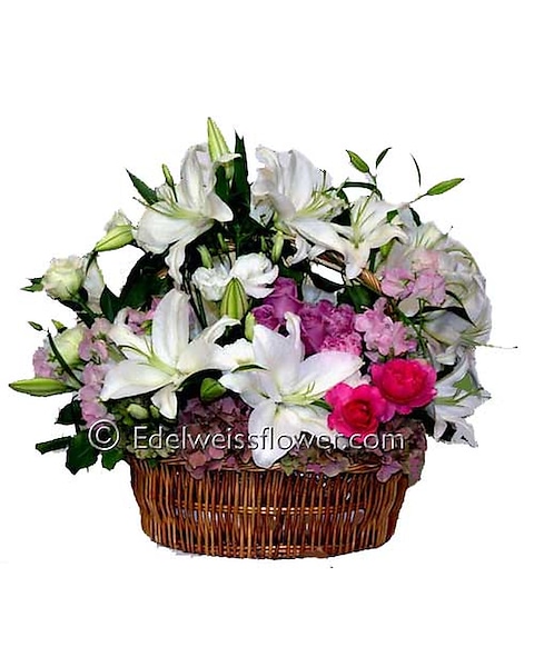 Amazing Pastel Roses in Basket