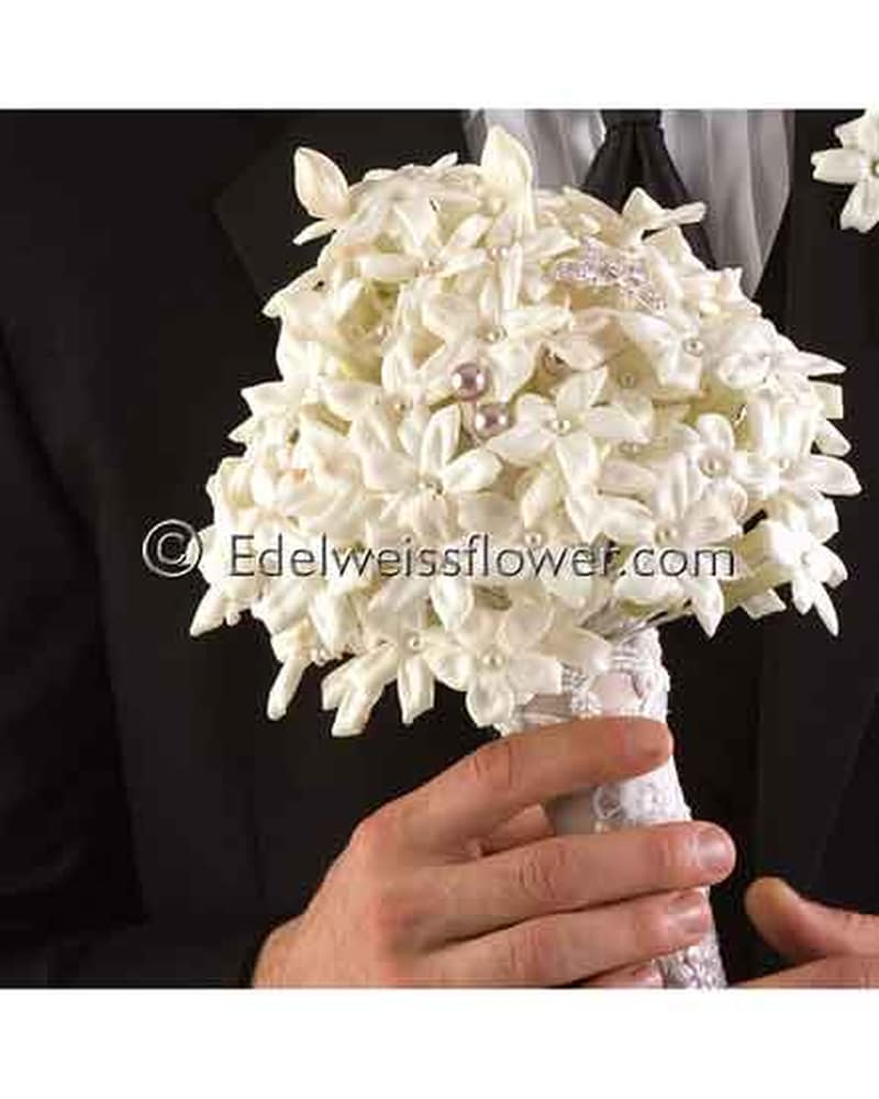 Whiite Stepahonitis with Pearls Bridal Bouquet in Santa Monica CA