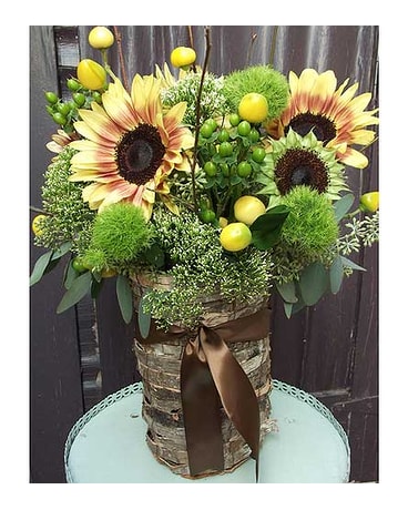 Sunflower Birch Flower Arrangement