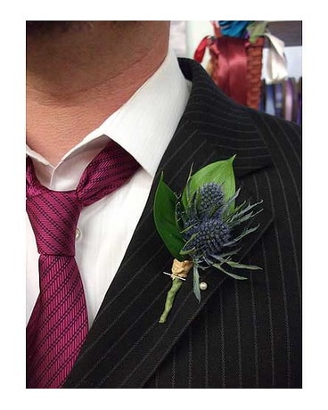 Blue Thistle Boutonniere - $18.00