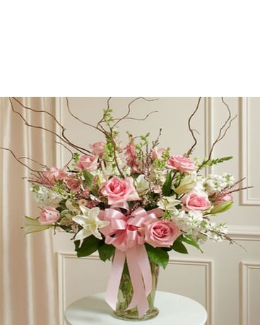 Pink & White Large Sympathy Vase Arrangement