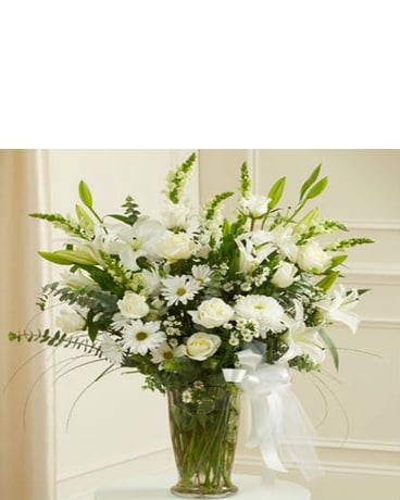 Large White Sympathy Vase Arrangement