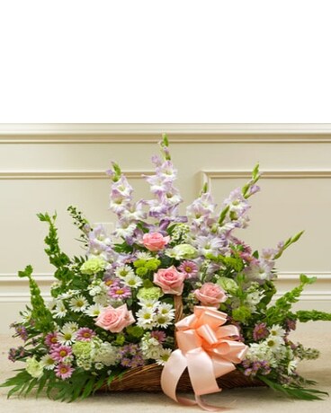 Multicolor Pastel Mixed Flower Fireside Basket 
