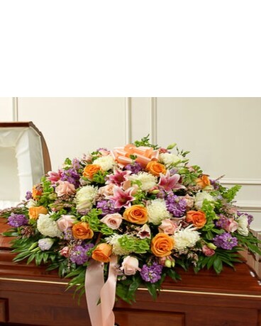 Multicolor Pastel Mixed Flower Half Casket Cover