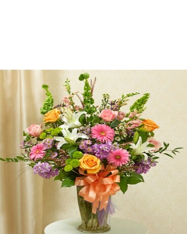 Multicolor Pastel Large Sympathy Vase Arrangement