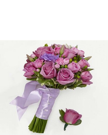 Lovely Lavender Bridesmaid Bouquet & Groomsman Bou