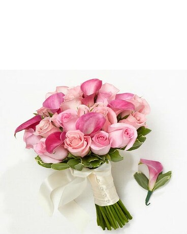 Perfect Pinks Bride Bouquet & Groom Boutonniere