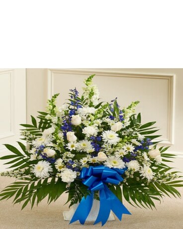 Tradidional White and Blue Sympathy Spray