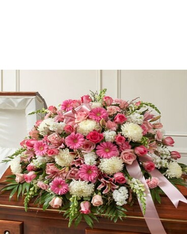 Pink & White Casket Cover
