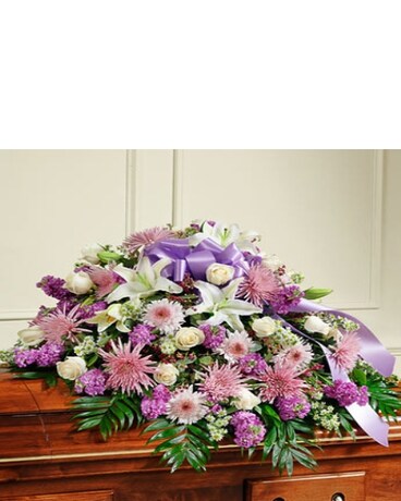 Lavendar & White Half Casket Cover