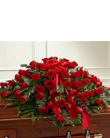 Red Rose Half Casket Cover
