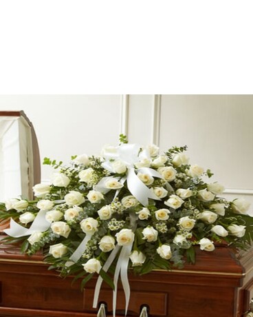 White Rose Half Casket Cover