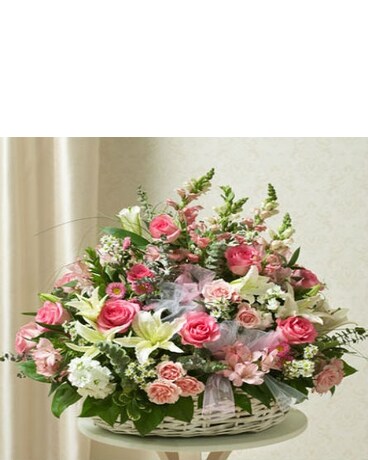 White & Pink Sympathy Basket