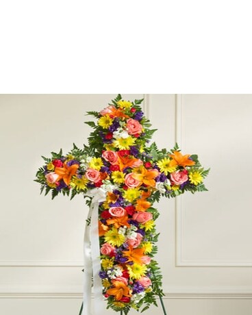 Multicolor Bright Mixed Flower Standing Cross