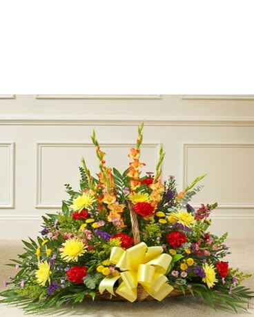 Multicolor Bright Mixed Flower Fireside Basket