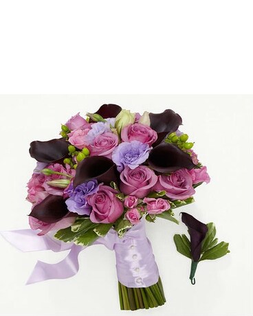 Lovely Lavender Bride Bouquet & Groom Boutonniere
