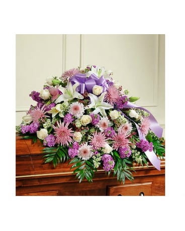 Half Casket Cover - Lavender by Agnew Florist