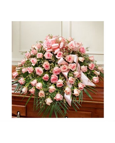 Rose Half Casket Cover - Pink by Agnew Florist