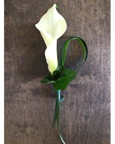 white lily boutonniere