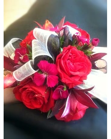 red wrist corsage for prom