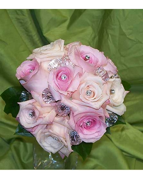 Pink roses with bling in Chesterton IN - The Flower Cart, Inc display picture 1
