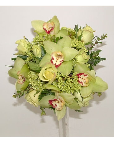 Green orchids and green roses