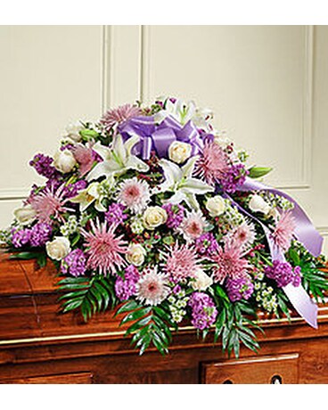 Lavender & White Casket Spray
