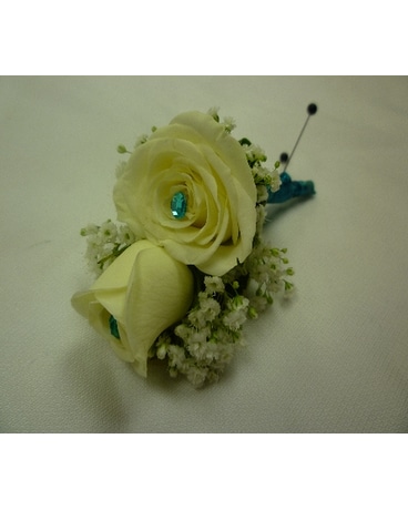 Aqua Bling Boutonniere