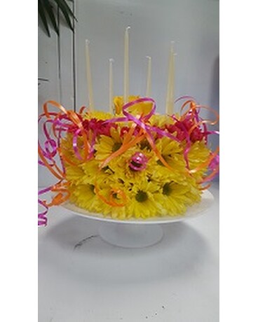 YELLOW BIRTHDAY CAKE Flower Arrangement