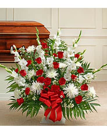All Red and White Sympathy Basket
