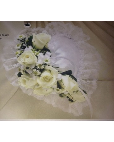 White Satin Heart Pillow