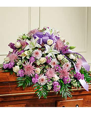 Lavender & White Casket Spray