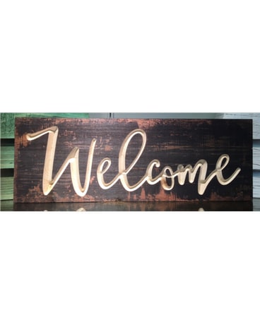 P Graham Dunn Pine Plank Welcome Flower Arrangement