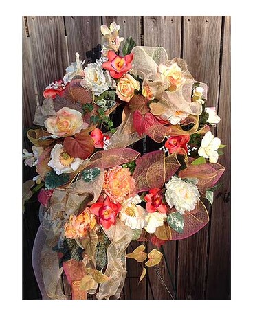 Peach & Gold Floral Wreath
