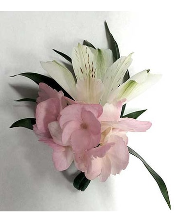 Pink Hydrangea & White Alstro Bout