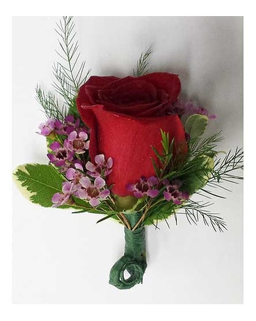 Red Rose & Wax Boutonniere