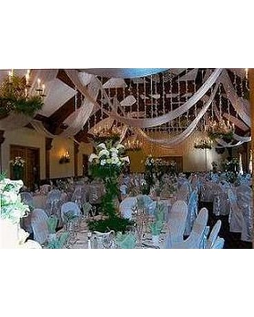 Tall Green and White Centerpiece