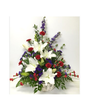 Red, White, and Blue Sympathy Wicker Basket