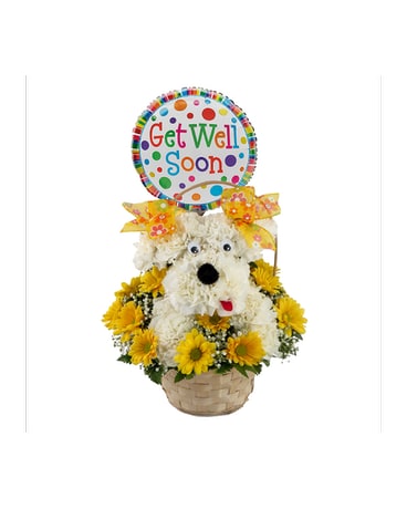 Delightful Doggie Get Well Soon Bouquet Flower Arrangement