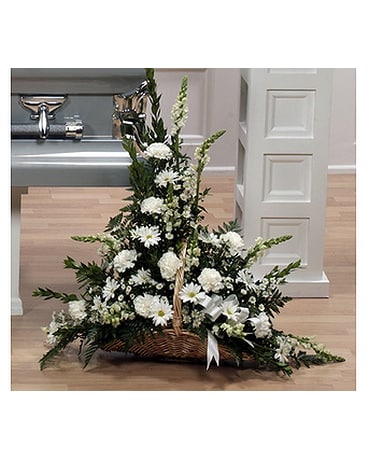 White Floral Fireside Basket